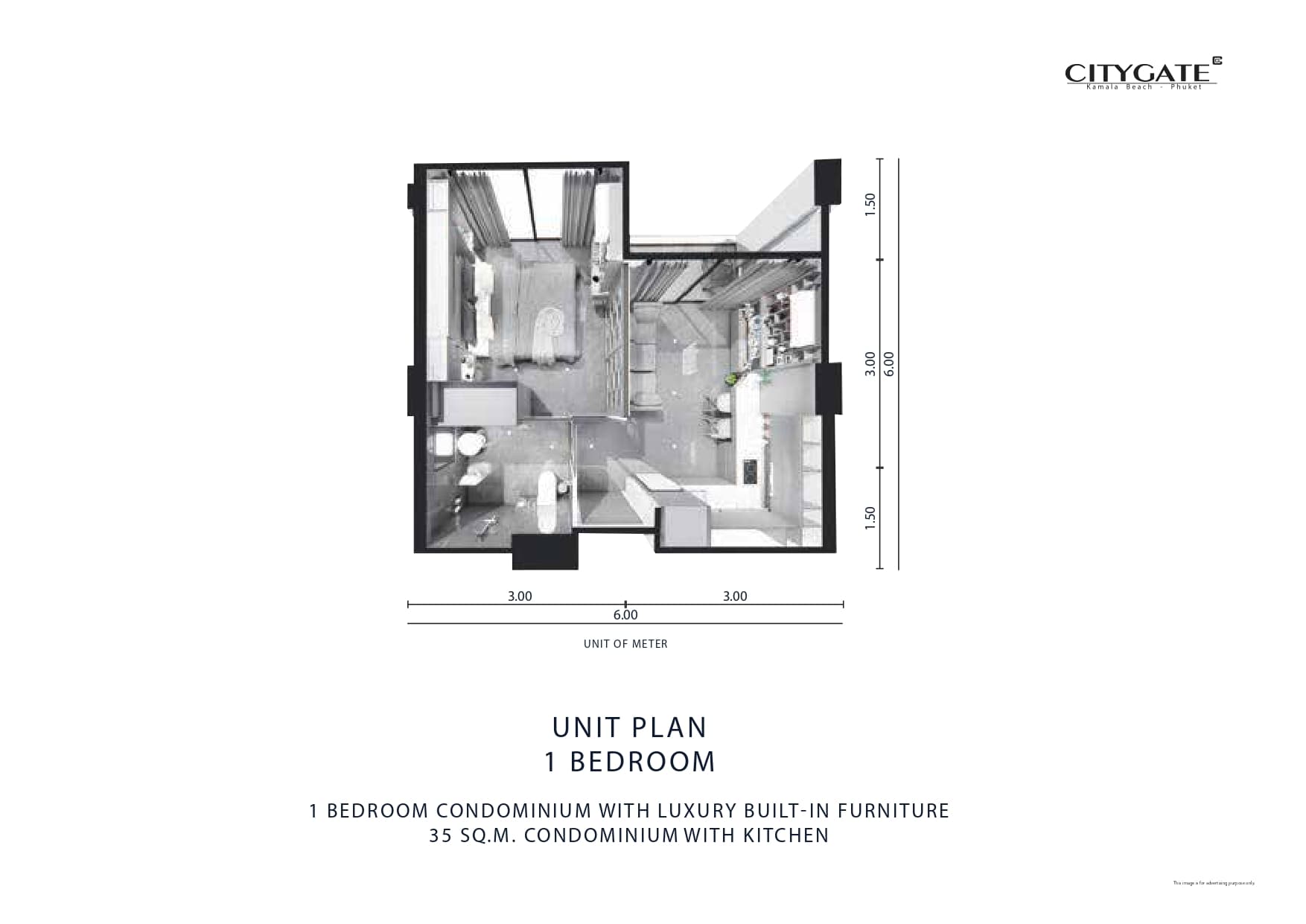 1 Bedroom unit layout